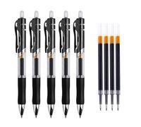 Penna gel classica da ufficio, 0,5 mm, nero, blu, rosso, punta in acciaio inossidabile, impugnatura antiscivolo, lunghezza 150 mm (nero)