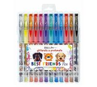 Penna gel glitter con cappuccio e inchio Grip - conf. 12 colori assortiti - 81186