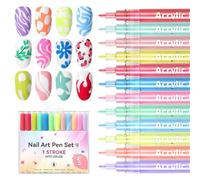 Penna graffiti per unghie, penne per smalto,Colori vibranti che asciugano rapidamente la penna per punta fine per pittura in graffiti per unghie | 12x Stick polacco liquido, strumento di