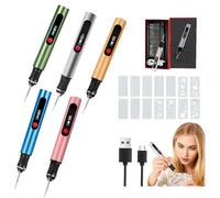 Penna Incisore, Portatile Senza Fili Engraving Pen, Include 30 Punte e 16 Stencil, Penna per Incisione Incidere Oltre 50 Superfici, Adatta ai Principianti, Ricaricabile (argento)