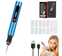 Penna Incisore zengraver, Portatile Senza Fili Engraving Pen, Include 30 Punte e 16 Stencil, Penna per Incisione Incidere Oltre 50 Superfici, Adatta ai Principianti, Ricaricabile (BLUE)