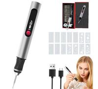 Penna Incisore zengraver, Portatile Senza Fili Engraving Pen, Include 30 Punte e 16 Stencil, Penna per Incisione Incidere Oltre 50 Superfici, Adatta ai Principianti, Ricaricabile (SILVER)