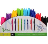 Penna Liderpapel Retrattile con clip finitura soft touch punta 1 mm espositore da 96 pezzi colori assortiti.