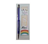 penna maestra con frase dedicata alla maestra regalo perfetto con incisione laser con segnalibro abbinato scatola inclusa (Blu)