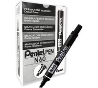 Penna Marker Permanente Nera Pentel N60 Con Punta A Cuneo - Confezione Da 12