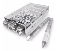 Penna Metallic Hybrid Gel Grip Pentel 1.0mm Rollerball Bianco Confezione Da 12