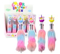 Penna multicolore con unicorno e ciondolo morbido