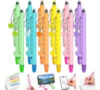 Penna multifunzione 5 in 1 penna a sfera, stylus, righello pennarello (#B) | Set da 6/12 pezzi Penna multifunzione 5-in-1 righello marcatura, pennino touchscreen, supporto per smartphone penna scrittura