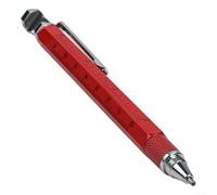 Penna multitool con cacciavite, penna a sfera, righello 6 in 1, in lega, con scala metrica/imperiale, punta capacitiva per ufficio, scuola, fai da te (rosso)