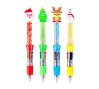 Penna natalizia multicolore 4 colori in 1, punta da 0,5 mm, ricaricabile, liscia per scrivere, per studenti e artisti, 4 pezzi