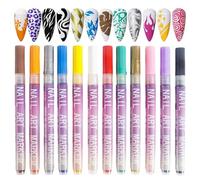 Penna Per - 12 Colori Per Nails Art A Base D'acqua Pe? Strumenti Per Nails Arts | Penne Con Punta Per Unghie Nail Point Graffitis Dotting | Punta Fine Che Punteggiano Le