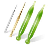 Penna per agopuntura manuale verde, per automassaggio, Gua Sha, con punta in acciaio inox argentato, penna per agopuntura con doppia punta dorata per massaggio alle orecchie (4 pezzi)