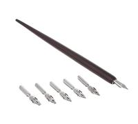 Penna per calligrafia inglese in legno con scritta in rame e supporto obliquo + 5 pennini. Design accattivante