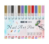 Penna Per Dipingere Unghie | 12 Pezzi ,05 mm Punte Asciugatura Rapida Strumenti Per Manicure - Penne Per Doodle E Pittura Per Manicure | Per Disegno Decorazione Lineatura E Tracciatura