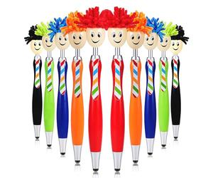 Penna per Firma nero, 10 Pezzi penne divertenti per bambini Divertente Pagliaccio ABS detergente per Schermo Capelli Diversi Colori Penna a Sfera apprezzamento e riconoscimento dei dipendenti Regali