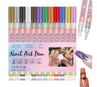 Penna per , penne design per unghie | 12 colori Penne polacche per unghie acriliche - Punti fini, strumenti da disegno a punta di graffiti impermeabili per il design della manicure del rivestimento