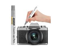 Penna per ritocchi in metallo grigio argento, compatibile con corpi di fotocamera in metallo, per riparare rapidamente graffi su fotocamere reflex e di sistema, include punta di ricambio