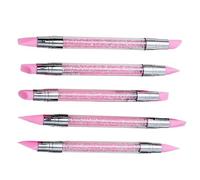 Penna per scolpire unghie in silicone - Penna per scolpire unghie a doppia estremità, strumento per intagliare gel in silicone, set di pennelli per selezione strass da 5 pezzi per unghiee in gel UV Ar