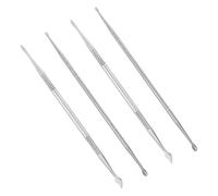 Penna per Scultura Unghie Doppia Punta, Ferro, 4 Pezzi Argento | Pittura e Manicure, Design Professionale, Uso Portatile e Versatile, Transizioni Fluide tra Scolpire e Mescolare Gel