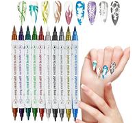 Penna Per Smalto Gel Per Unghie 10 Pezzi Manicure Doppia Punta | Pennarelli Per Pittura Su Roccia Per Donne Ragazze Principianti Professionisti Casa Salon Eventi Speciali Progetti Creativi