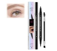 Penna per sopracciglia a doppia estremità 2 in 1 con pennello, Matita per sopracciglia a microblading 3D impermeabile con micro-fork-punta e punta precisa, a lungo termine per naturale (Black Brown)