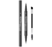 Penna per sopracciglia naturale, 1 ml, impermeabile, per microblading, matita per sopracciglia a doppia punta, con pennello, trucco per occhi, contorno sopracciglia, con 2 punte a forchetta e punta