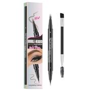 Penna per sopracciglia naturale, 1 ml, impermeabile, per microblading, matita per sopracciglia a doppia punta, con pennello, trucco per occhi, contorno sopracciglia, con 2 punte a forchetta e punta