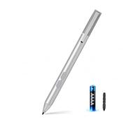 Penna per Surface pro 8,Penna stilo 1024 Sensibilità alla pressione con pulsante gomma,palmo e inclinazione compatibile con Surface Pro X/7/6/5/4/Go/Book/Laptop/Serie Studio，Batteria interna(Argento)