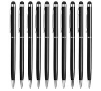 Penna per tablet [10 x nero] touchscreen Stylus Pen e inchiostro nero 2 in 1 per tutti i telefoni cellulari, tablet iPhone i-Pad Pro Air Mini Smartwatch Samsung Galaxy Microsoft Surface Google