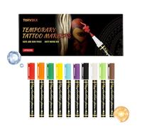 Penna Per Tatuaggi Temporanei - Set Da 10 Pennarelli Per Corpo A Base D’Acqua | Marcatori Lavabili E Sicuri Per Pelle | Ideali Per Feste, Cosplay, Giochi Di Ruolo, Eventi E Attività Creative
