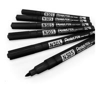 Penna Permanente Fine Pentel N50S 3,18mm Punta A Proiettile Confezione Da 6 Nera