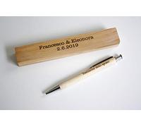 Penna personalizzabile con nome e scatola incisa in legno, incisione con il vostro testo Regalo personalizzato ideale per compleanno, Natale, pensionamento.