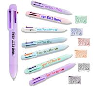 Penna Personalizzata 6-in-1 Multicolore a Sfera con Punta 0.5mm - Penne con Stampa di Testo, Logo o Nome Sfera - Ideale per Aziende Scuola Ufficio Dipendenti Fiere