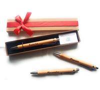 Penna Personalizzata a Sfera Legno Bambu' con Incisione Regalo Originale Scuola