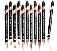 Penna Personalizzata con Incisione Nome Logo 10 Penne Personalizzate Penna Touch Regali Ufficio Datore Di Lavoro Sacerdote Testimone Nozze Laurea, Nero