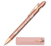 Penna personalizzata in oro con custodia in pelle, idea regalo per testimone di matrimonio, penna 2 in 1 con tocco laser, originale e chic da regalare (oro rosa)