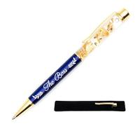 Penna personalizzata "The Boss", blu - Penna a foglia d'oro con incisione laser, regalo personalizzato originale e chic da regalare con custodia per collega, capo, amico