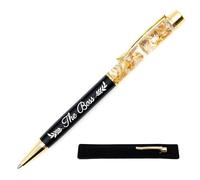 Penna personalizzata "The Boss", nera - Penna a foglia d'oro con incisione laser, regalo personalizzato originale e chic da regalare con custodia per collega, capo, amico