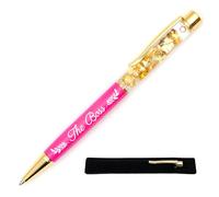 Penna personalizzata "The Boss", rosa - Penna a foglia d'oro con incisione laser, regalo personalizzato originale e chic da regalare con custodia per collega, capo, amico