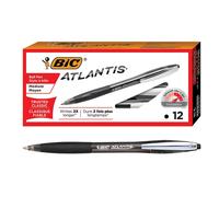 Penna retrattile Bic Atlantis Smooth Click, punta media, impugnatura comoda, 12