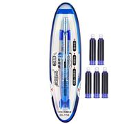 Penna retrattile da 0,38 mm: scrittura morbida, design a prova di perdite, con 5 cartucce di inchiostro ricaricabili, strumento di scrittura per taccuino, schizzi artistici, scuola, O