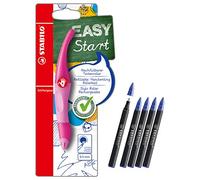 Penna roller ergonomica per destrimani - STABILO EASYoriginal in rosa chiaro/scuro - inclusa cartuccia e cartucce d'inchiostro per ricaricare - medio - confezione da 3 pezzi - colore inchiostro blu