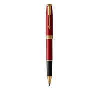 PARKER Sonnet Penna Roller, Laccatura di Colore Rosso con Finiture in Oro, Pennino Sottile, Confezione Regalo