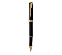 Penna Rollerball Parker Sonnet | lacca nera opaca con bordo dorato | inchiostro nero a punta fine | confezione regalo