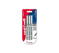 Penna rollerball UB-157 Eye Fine, inchiostro blu Uni-ball Super Ink, pennino da 0,7 mm, confezione da 3 pezzi