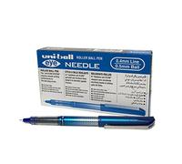 Penna rollerball UB-185S Eye Needle, inchiostro blu a prova di manomissione, pennino da 0,5 mm, scatola da 12 pezzi