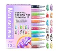 Penna Smalto Per Unghie,12 Colori Vernice Ad Asciugatura Rapida Per Disegnare | Penna Smalto per Unghie | Idee Regalo per Bambini Ragazze Donne Principianti Calza Natalizia Manicure Serata Beauty