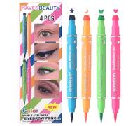 Penna stencil per trucco, set di strumenti per eyeliner, timbro decorativo per eyeliner, Star Moon Makeup con funzione a doppia testa e quattro colori vivaci, per feste o occasioni speciali
