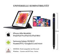 Penna stilo attiva per la maggior parte dei dispositivi touchscreen, punta fine da 1,5 mm, stilo digitale ricaricabile con rame elastico di