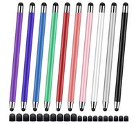 Penna stilo capacitiva universale 2 in 1 per iPad, iPhone, smartphone e tablet, compatibile con tutti i touch screen capacitivi, colori assortiti, confezione da 10